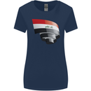 Curled Iraq Flag Iraqi Day Football Womens Wider Cut T-Shirt Navy Blue