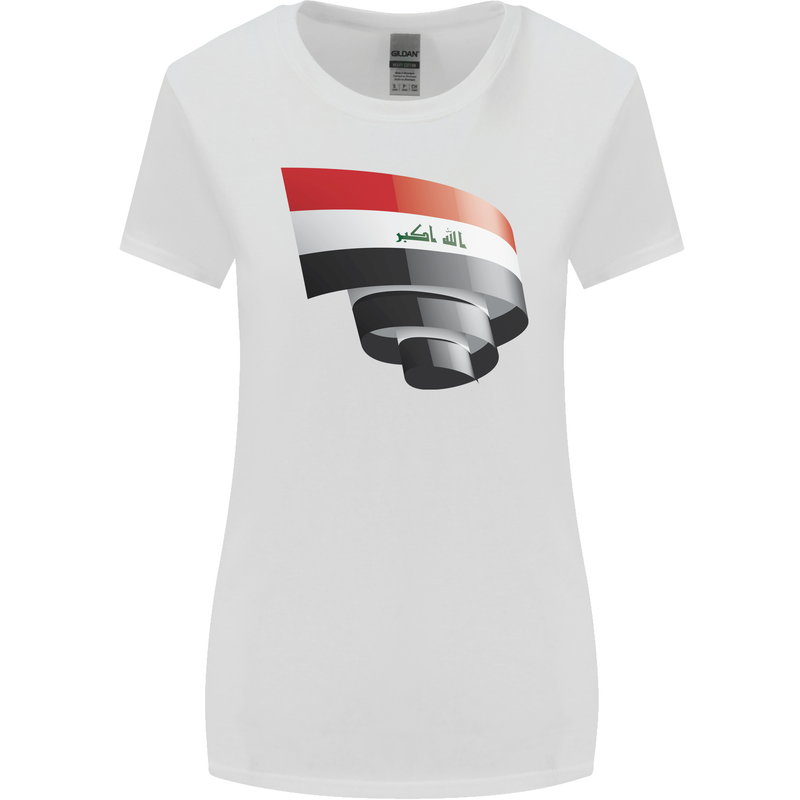 Curled Iraq Flag Iraqi Day Football Womens Wider Cut T-Shirt White