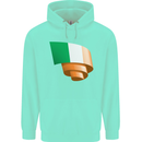 Curled Ireland Flag Irish St Patricks Day Football Childrens Kids Hoodie Peppermint