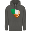 Curled Ireland Flag Irish St Patricks Day Football Childrens Kids Hoodie Storm Grey