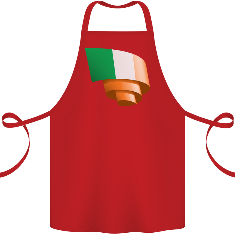 Curled Ireland Flag Irish St Patricks Day Football Cotton Apron 100% Organic Red