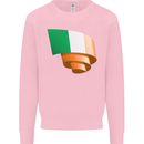 Curled Ireland Flag Irish St Patricks Day Football Kids Sweatshirt Jumper Light Pink