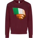 Curled Ireland Flag Irish St Patricks Day Football Kids Sweatshirt Jumper Maroon