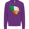 Curled Ireland Flag Irish St Patricks Day Football Kids Sweatshirt Jumper Purple