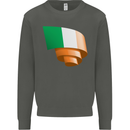 Curled Ireland Flag Irish St Patricks Day Football Kids Sweatshirt Jumper Storm Grey