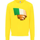 Curled Ireland Flag Irish St Patricks Day Football Kids Sweatshirt Jumper Yellow