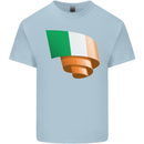 Curled Ireland Flag Irish St Patricks Day Football Kids T-Shirt Childrens Light Blue