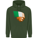 Curled Ireland Flag Irish St Patricks Day Football Mens 80% Cotton Hoodie Forest Green