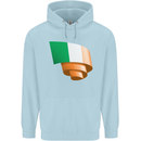 Curled Ireland Flag Irish St Patricks Day Football Mens 80% Cotton Hoodie Light Blue