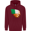 Curled Ireland Flag Irish St Patricks Day Football Mens 80% Cotton Hoodie Maroon