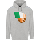 Curled Ireland Flag Irish St Patricks Day Football Mens 80% Cotton Hoodie Sports Grey