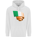 Curled Ireland Flag Irish St Patricks Day Football Mens 80% Cotton Hoodie White