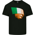 Curled Ireland Flag Irish St Patricks Day Football Mens Cotton T-Shirt Tee Top Black
