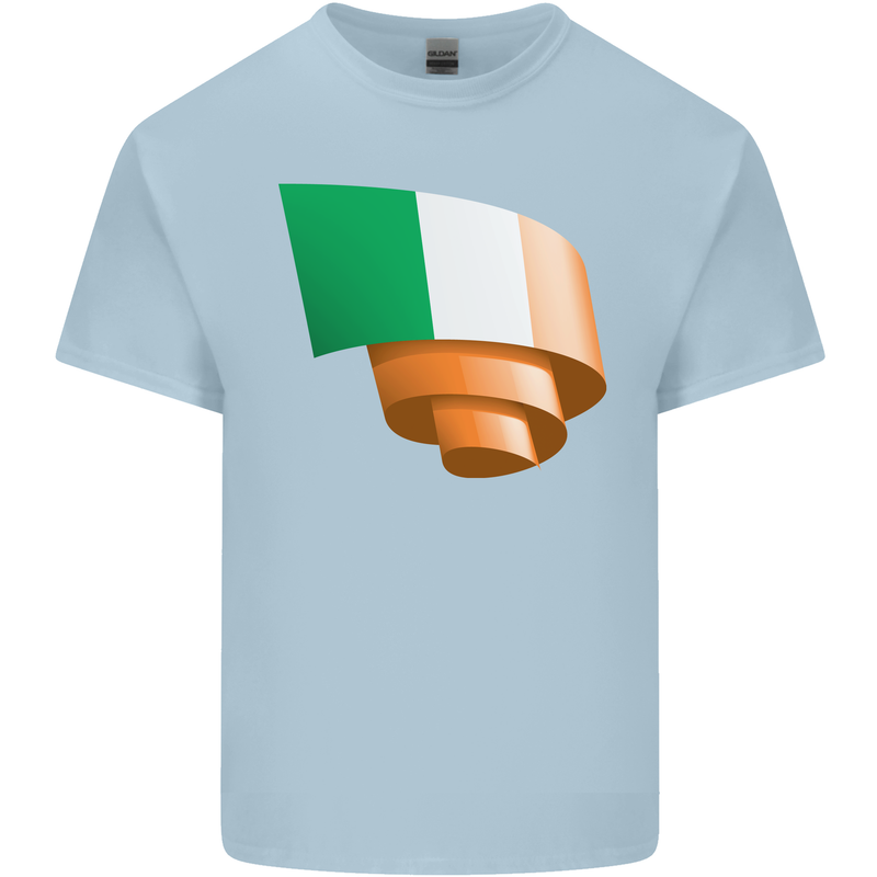 Curled Ireland Flag Irish St Patricks Day Football Mens Cotton T-Shirt Tee Top Light Blue