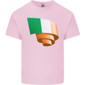 Curled Ireland Flag Irish St Patricks Day Football Mens Cotton T-Shirt Tee Top Light Pink
