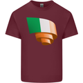 Curled Ireland Flag Irish St Patricks Day Football Mens Cotton T-Shirt Tee Top Maroon