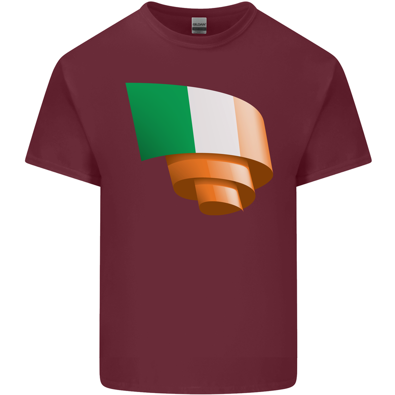 Curled Ireland Flag Irish St Patricks Day Football Mens Cotton T-Shirt Tee Top Maroon