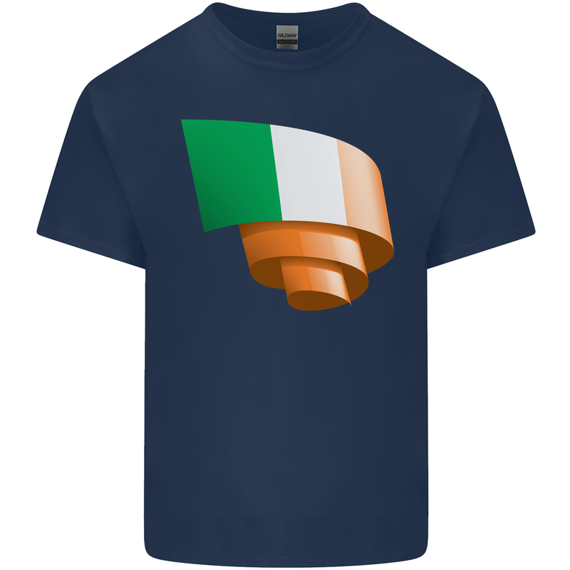 Curled Ireland Flag Irish St Patricks Day Football Mens Cotton T-Shirt Tee Top Navy Blue