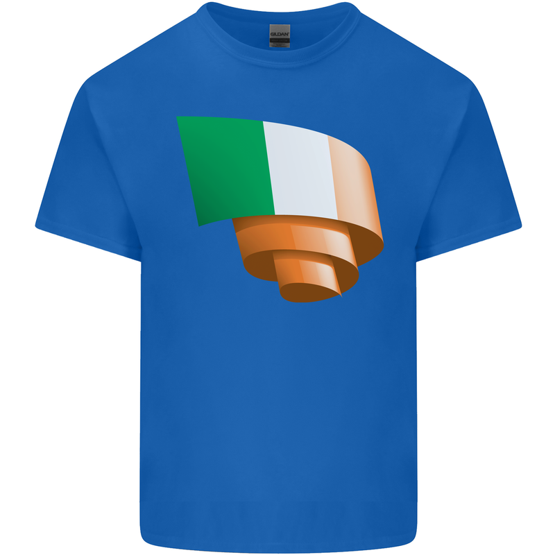 Curled Ireland Flag Irish St Patricks Day Football Mens Cotton T-Shirt Tee Top Royal Blue