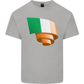 Curled Ireland Flag Irish St Patricks Day Football Mens Cotton T-Shirt Tee Top Sports Grey