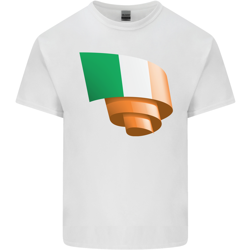 Curled Ireland Flag Irish St Patricks Day Football Mens Cotton T-Shirt Tee Top White
