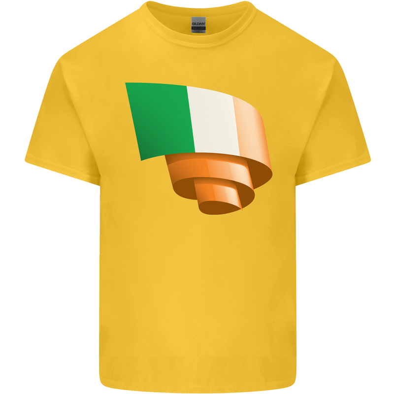 Curled Ireland Flag Irish St Patricks Day Football Mens Cotton T-Shirt Tee Top Yellow