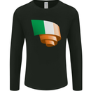 Curled Ireland Flag Irish St Patricks Day Football Mens Long Sleeve T-Shirt Black