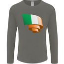 Curled Ireland Flag Irish St Patricks Day Football Mens Long Sleeve T-Shirt Charcoal