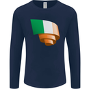 Curled Ireland Flag Irish St Patricks Day Football Mens Long Sleeve T-Shirt Navy Blue