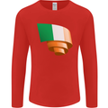 Curled Ireland Flag Irish St Patricks Day Football Mens Long Sleeve T-Shirt Red