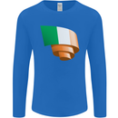 Curled Ireland Flag Irish St Patricks Day Football Mens Long Sleeve T-Shirt Royal Blue