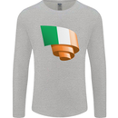 Curled Ireland Flag Irish St Patricks Day Football Mens Long Sleeve T-Shirt Sports Grey