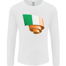 Curled Ireland Flag Irish St Patricks Day Football Mens Long Sleeve T-Shirt White