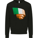 Curled Ireland Flag Irish St Patricks Day Football Mens Sweatshirt Jumper Black