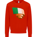 Curled Ireland Flag Irish St Patricks Day Football Mens Sweatshirt Jumper Bright Red
