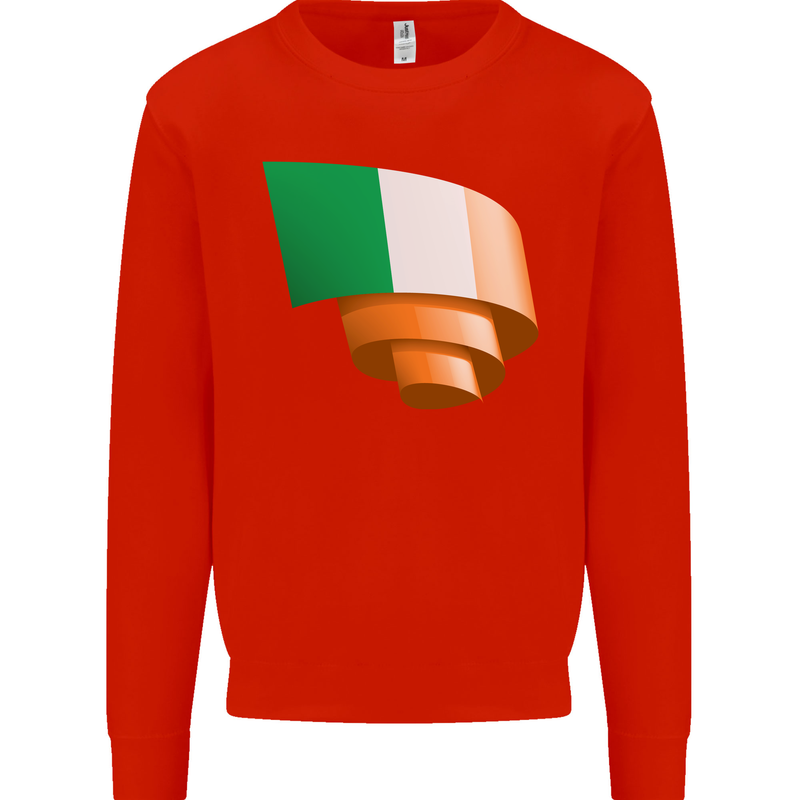 Curled Ireland Flag Irish St Patricks Day Football Mens Sweatshirt Jumper Bright Red