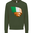 Curled Ireland Flag Irish St Patricks Day Football Mens Sweatshirt Jumper Forest Green