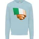 Curled Ireland Flag Irish St Patricks Day Football Mens Sweatshirt Jumper Light Blue