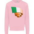 Curled Ireland Flag Irish St Patricks Day Football Mens Sweatshirt Jumper Light Pink