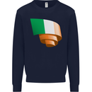 Curled Ireland Flag Irish St Patricks Day Football Mens Sweatshirt Jumper Navy Blue