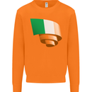 Curled Ireland Flag Irish St Patricks Day Football Mens Sweatshirt Jumper Orange