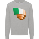 Curled Ireland Flag Irish St Patricks Day Football Mens Sweatshirt Jumper Sports Grey