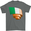 Curled Ireland Flag Irish St Patricks Day Football Mens T-Shirt 100% Cotton Charcoal