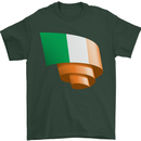 Curled Ireland Flag Irish St Patricks Day Football Mens T-Shirt 100% Cotton Forest Green