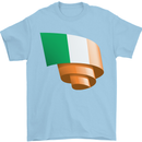Curled Ireland Flag Irish St Patricks Day Football Mens T-Shirt 100% Cotton Light Blue