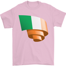 Curled Ireland Flag Irish St Patricks Day Football Mens T-Shirt 100% Cotton Light Pink