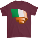 Curled Ireland Flag Irish St Patricks Day Football Mens T-Shirt 100% Cotton Maroon