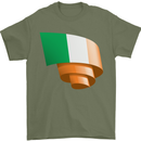 Curled Ireland Flag Irish St Patricks Day Football Mens T-Shirt 100% Cotton Military Green