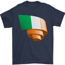 Curled Ireland Flag Irish St Patricks Day Football Mens T-Shirt 100% Cotton Navy Blue