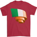 Curled Ireland Flag Irish St Patricks Day Football Mens T-Shirt 100% Cotton Red